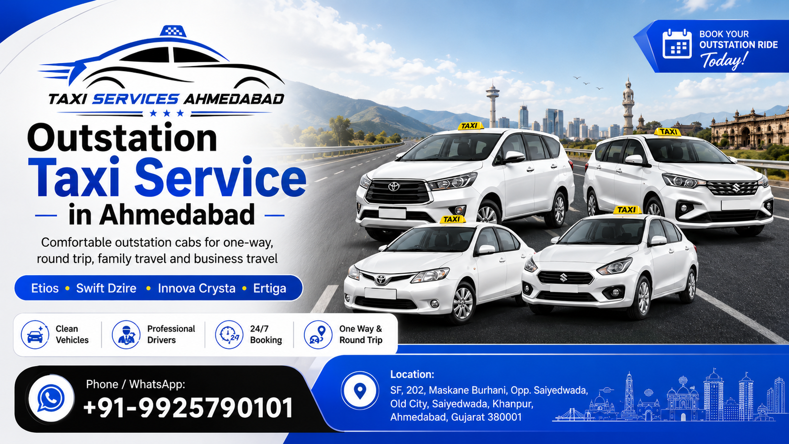 Outstation Taxi Service in Ahmedabad